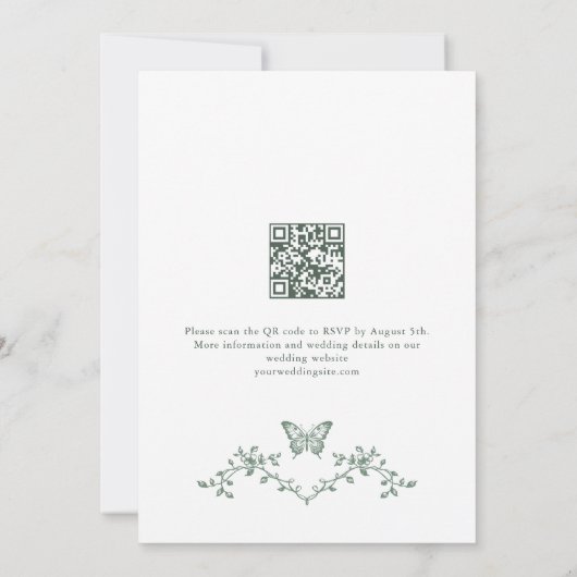 Viktorianischer Verzierter Grace Green QR-Code Hoc Einladung (Rückseite)