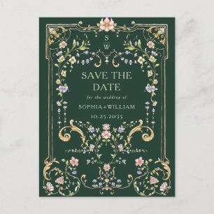 Viktorianischer verzierter Rahmen Hochzeit Save th Postkarte