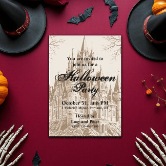 Viktorianischer Vintage-Gotik-gruseliger Halloween Einladung