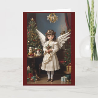 Viktorianischer Vintage Retro-Weihnachtsengel Feiertagskarte
