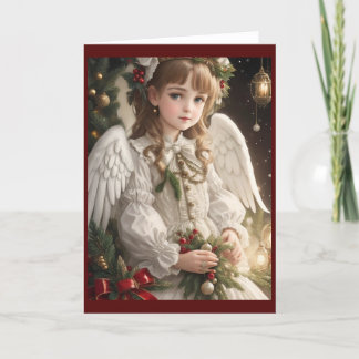Viktorianischer Vintage Retro Weihnachtsengel Feiertagskarte
