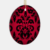 Viktorianischer Vintager Damast aus schwarz und ro Keramik Ornament (Rechts)