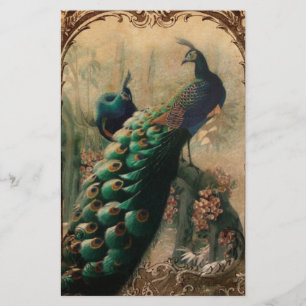 viktorianischer, Vintager Pfau Briefpapier