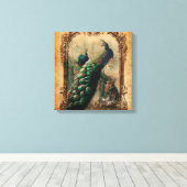 viktorianischer, Vintager Pfau Leinwanddruck (Insitu (Holzboden))