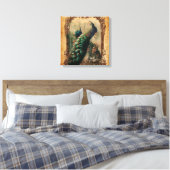 viktorianischer, Vintager Pfau Leinwanddruck (Insitu (Schlafzimmer))