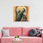 viktorianischer, Vintager Pfau Leinwanddruck (Insitu (Wohnzimmer))
