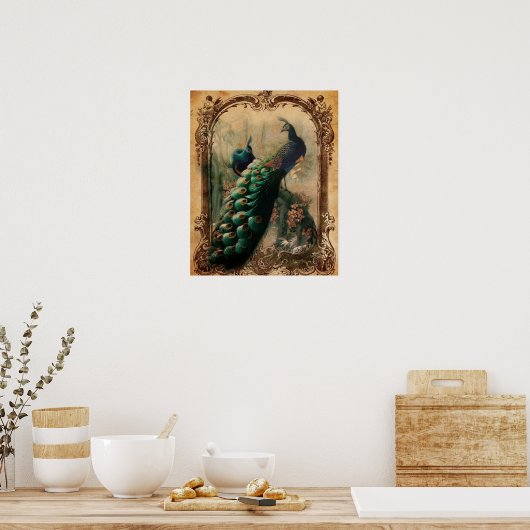 viktorianischer, Vintager Pfau Poster (Küche)