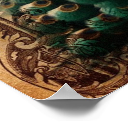 viktorianischer, Vintager Pfau Poster (Ecke)