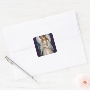 Viktorianischer Vintager Retro-Weihnachtsgel Quadratischer Aufkleber