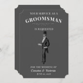 Viktorianischer Vintager Trauzeuge Einladung (Vorne/Hinten)
