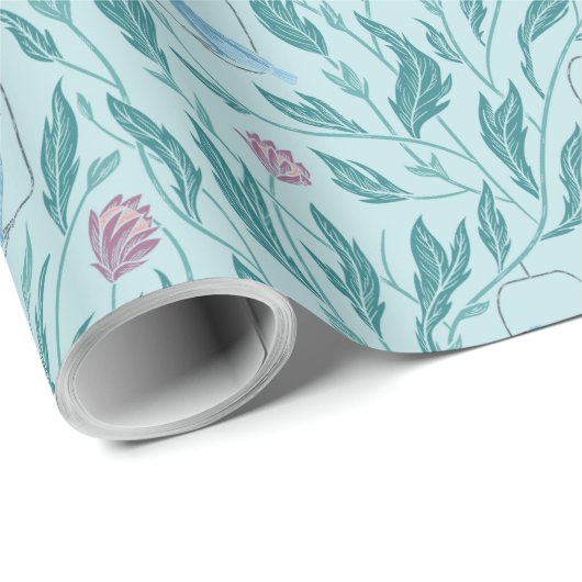 Viktorianischer Vintager Vogel im Garten Licht Geschenkpapier (Rolleneckpunkt)