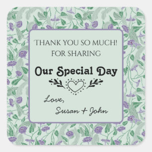 Viktorianischer violetter Blumen-Efeu-Dekor Quadratischer Aufkleber