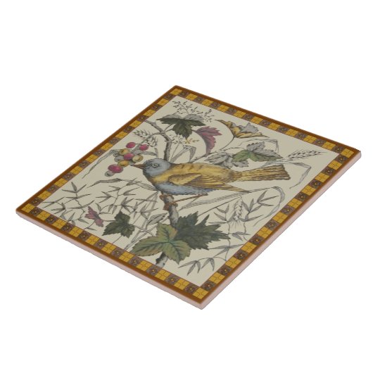 Viktorianischer Vogel 'Berries Transferware Tile R Fliese (Seite)