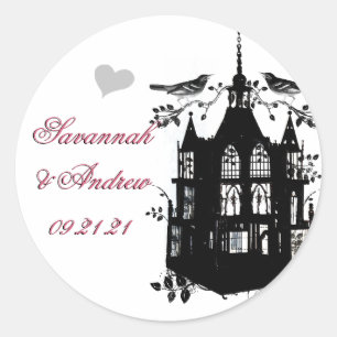 Viktorianischer Vogelkäfig Rosa- und Schwarz-Hochz Runder Aufkleber