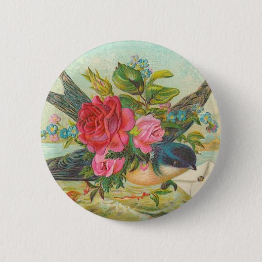 Viktorianischer Vogelknopf Button (Vorderseite)
