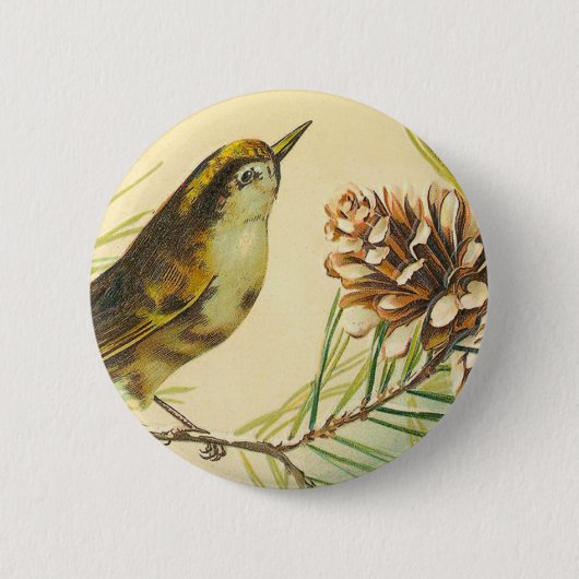 Viktorianischer Vogelknopf Button (Vorderseite)