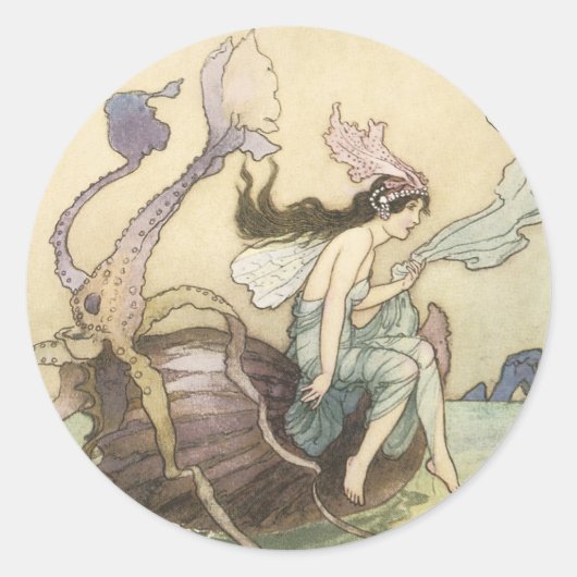 Viktorianischer Wasserfee-Aufkleber Runder Aufkleber (Vorderseite)