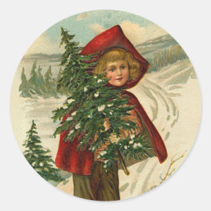 Viktorianischer Weihnachtsaufkleber Runder Aufkleber