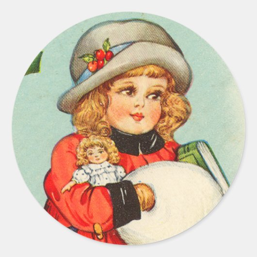 Viktorianischer Weihnachtsaufkleber Runder Aufkleber (Vorderseite)