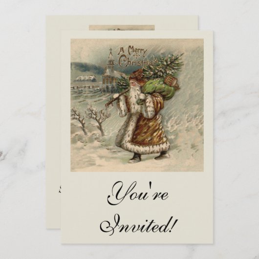 Viktorianischer Weihnachtsbaum Einladung (Vorne/Hinten)