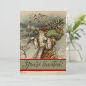 Viktorianischer Weihnachtsbaum Einladung (Stehend Vorderseite)