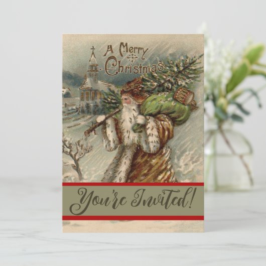 Viktorianischer Weihnachtsbaum Einladung (Stehend Vorderseite)