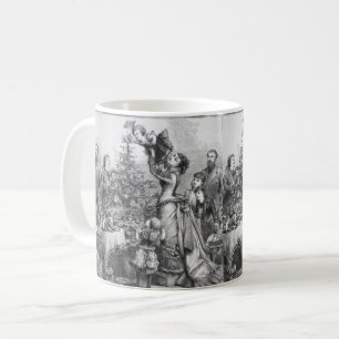 Viktorianischer Weihnachtsbaum Familien Antiquität Kaffeetasse