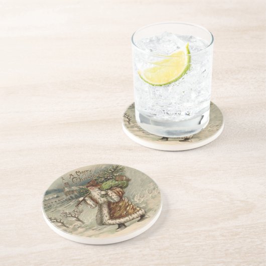 Viktorianischer Weihnachtsbaum Getränkeuntersetzer (Seite)