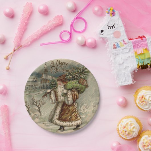 Viktorianischer Weihnachtsbaum Pappteller (Party)