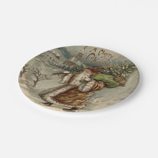 Viktorianischer Weihnachtsbaum Pappteller (Schrägansicht)