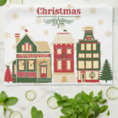 Viktorianischer Weihnachtsdörfchen Schnee Geschirrtuch (Gefaltet)