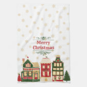 Viktorianischer Weihnachtsdörfchen Schnee Geschirrtuch (Vertikal)