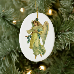 Viktorianischer Weihnachtsengel, Gloria in Excelsi Keramik Ornament