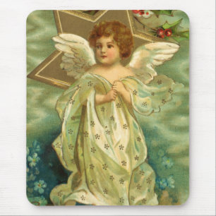 Viktorianischer Weihnachtsengel mit vintage-golden Mousepad
