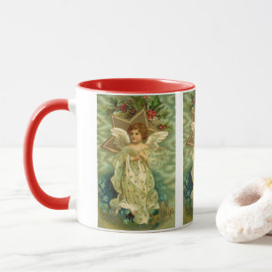 Viktorianischer Weihnachtsengel mit vintage-golden Tasse