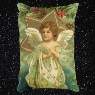 Viktorianischer Weihnachtsengel mit Vintage-Goldst Dekokissen