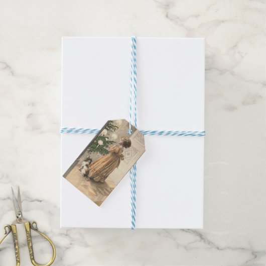 Viktorianischer Weihnachtsfeiertag Vintag Geschenkanhänger (Mit Garn)