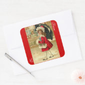 Viktorianischer Weihnachtsgeschenk-Umbau Quadratischer Aufkleber (Umschlag)