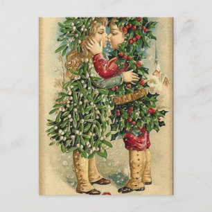 Viktorianischer Weihnachtskiss Retro Vintager Urla Feiertagspostkarte