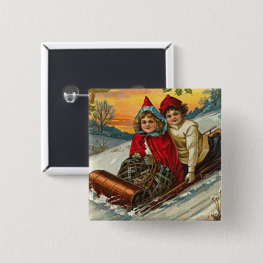 Viktorianischer Weihnachtsknopf Button (Vorne & Hinten)
