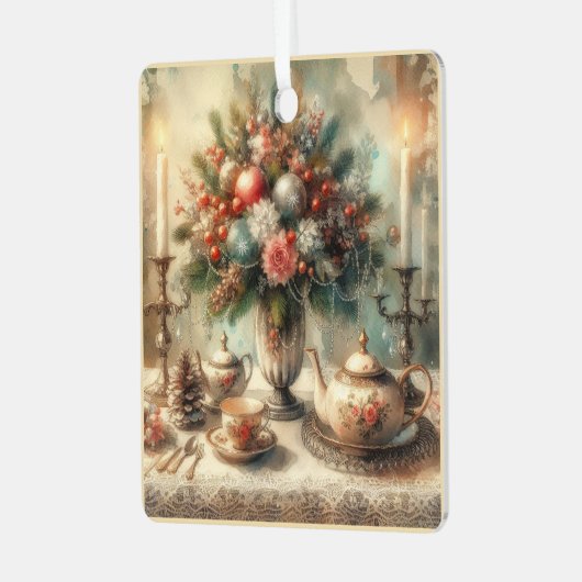 Viktorianischer Weihnachtskost Ornament Aus Metall (Vorderseite links)