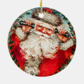 Viktorianischer Weihnachtsmann am Telefon mit Kind Keramik Ornament (Hinten)