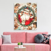 Viktorianischer Weihnachtsmann am Telefon mit Kind Leinwanddruck (Insitu (Wohnzimmer))