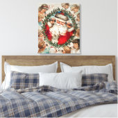 Viktorianischer Weihnachtsmann am Telefon mit Kind Leinwanddruck (Insitu (Schlafzimmer))