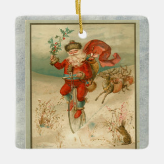 Viktorianischer Weihnachtsmann auf dem Rad Keramikornament