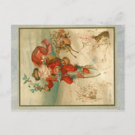 Viktorianischer Weihnachtsmann auf dem Rad Postkarte