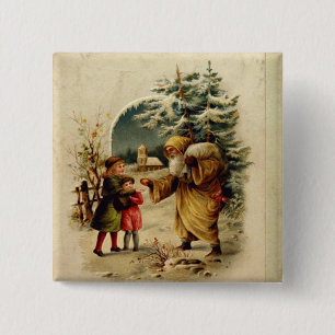 Viktorianischer Weihnachtsmann Button