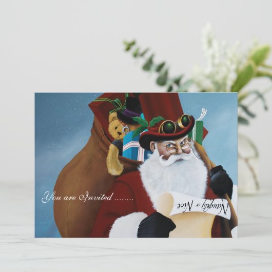 Viktorianischer Weihnachtsmann Einladung (Stehend Vorderseite)