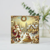 Viktorianischer Weihnachtsmann Feiertagskarte (Stehend Vorderseite)