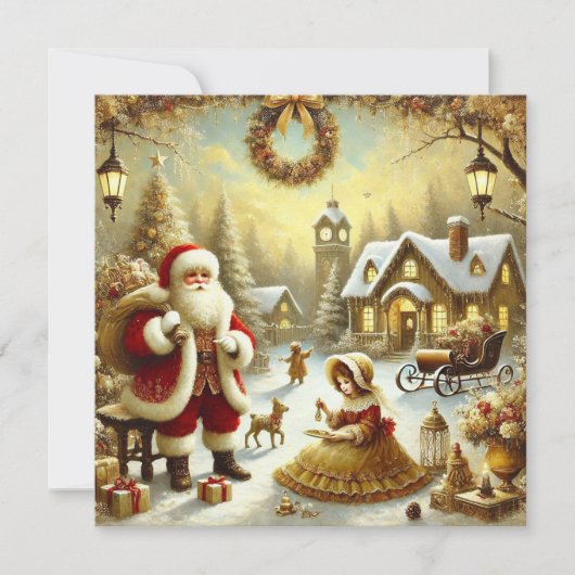 Viktorianischer Weihnachtsmann Feiertagskarte (Vorderseite)